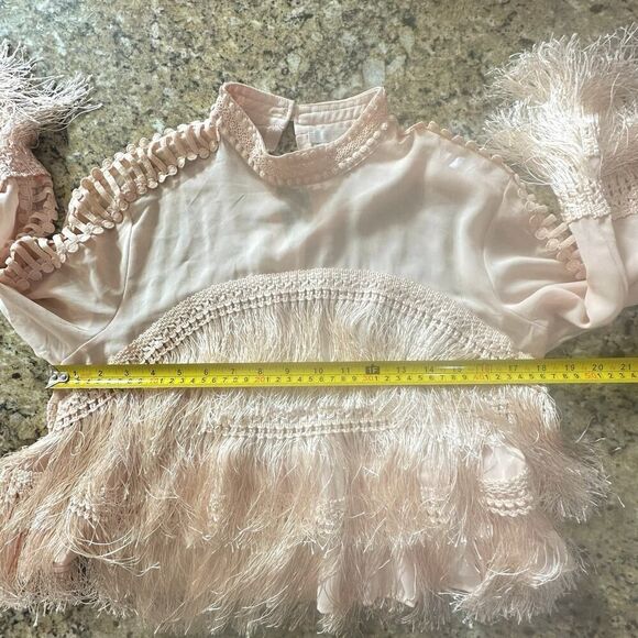 Coastal Cowgirl Blouse Layered Fringe Romantic Sleeve Cutouts Top Size Large - Picture 10 of 14